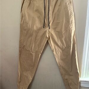 American Eagle Tan Joggers with Elastic Cuffs and Drawstring Waist